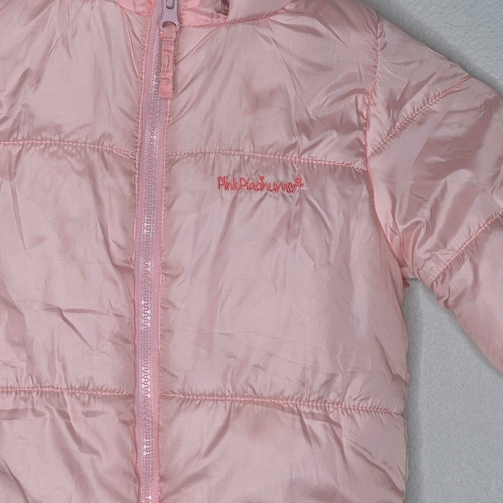 PINK PLATINUM Girls Snow Suit Bunting 9-12 Months Pink Hood Fleece Lining Winter - Picture 2 of 13